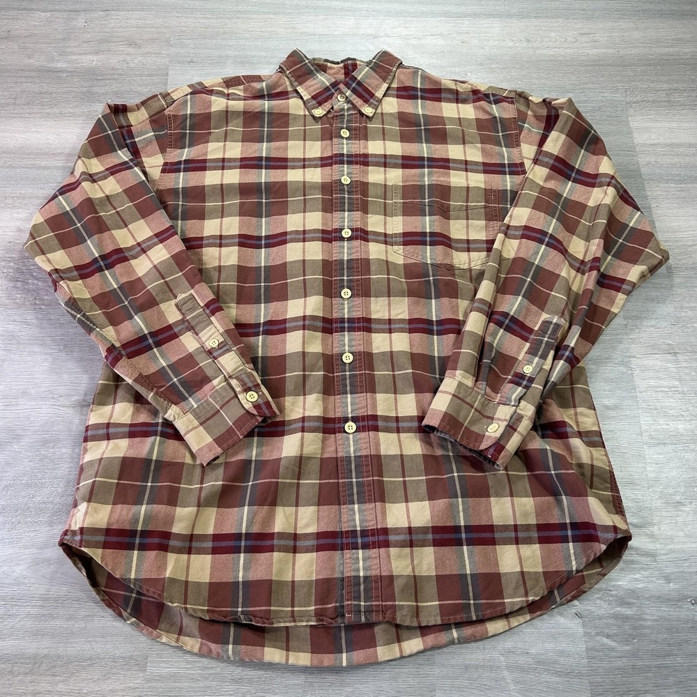 J.Crew Oarsman Shirt‎ Mens XL Brown Plaid Long Sleeve Button Up Casual Cotton